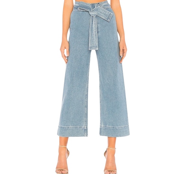 Apiece Apart Denim - Apiece Apart merida belted denim high rise wide leg jeans size 8 medium wash